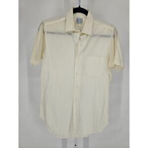 Vtg Penneys Towncraft Mens Sz M Short Sleeve Button Up Dress Shirt Ivory